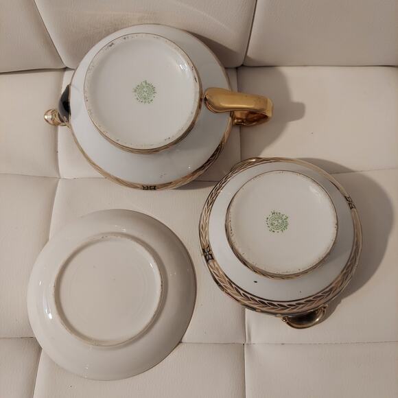 *RARE* Vintage Nippon White Porcelain Hand Painted Floral Tea & Dessert Set - Picture 5 of 9